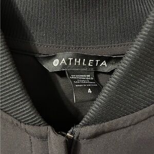 Athleta Black Ribbed-Collar Bomber Jacket